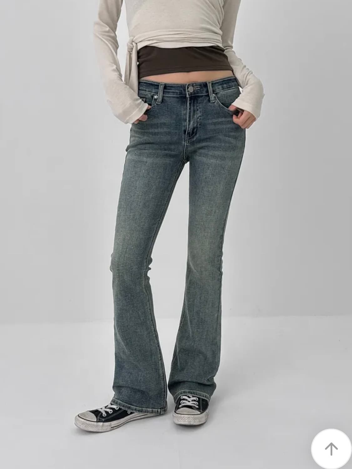 블랙업 로우라이즈 부츠컷 블루 S 상품이미지1