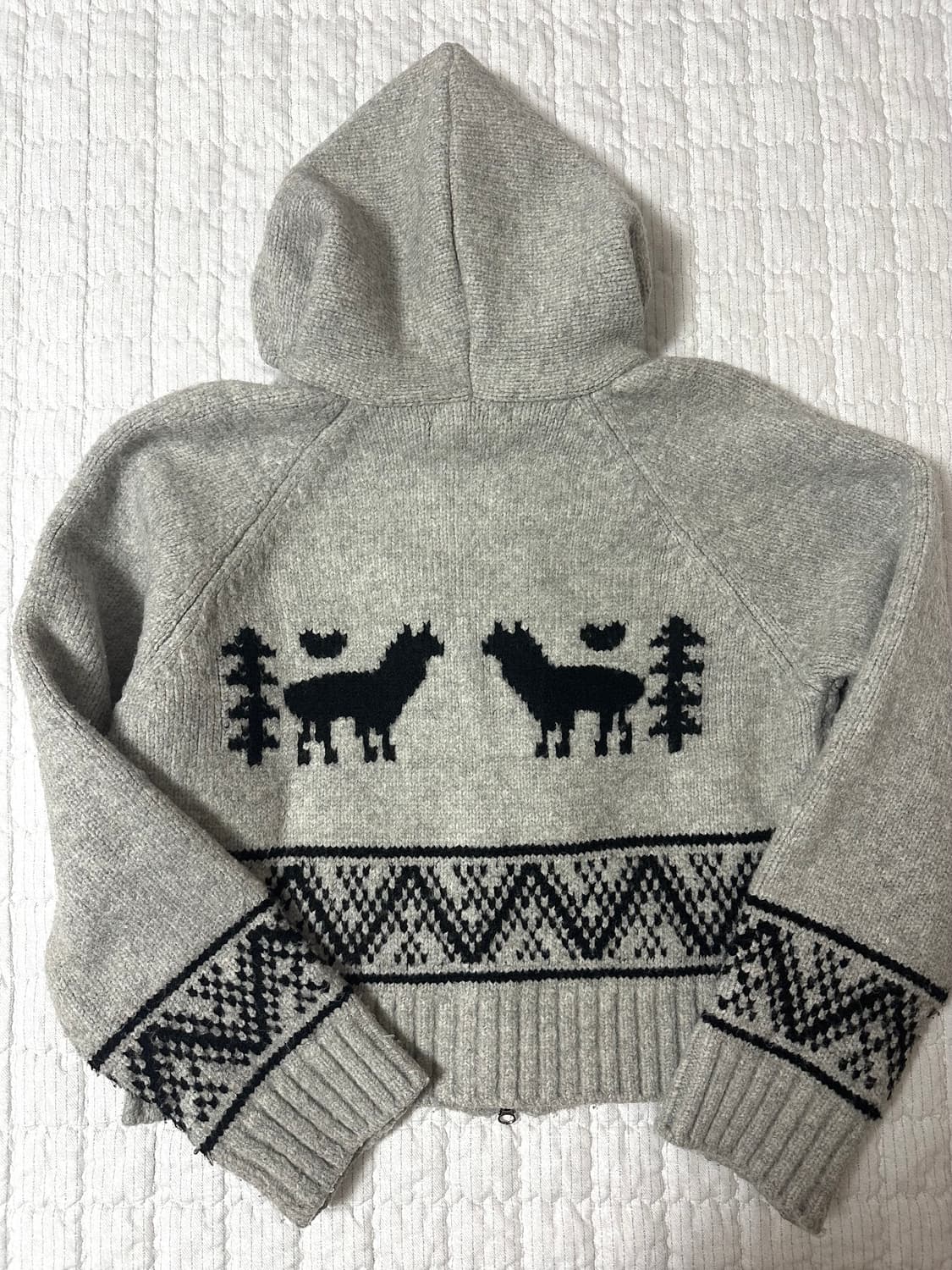 론론 알파카 자카드 후드집업 니트 상품이미지4