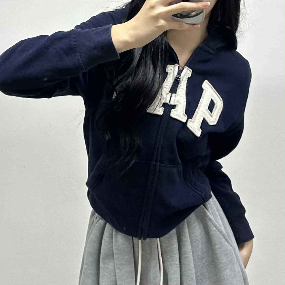 Gap 갭 네이비&화이트 스웻 후드집업 희귀져지 상품이미지1