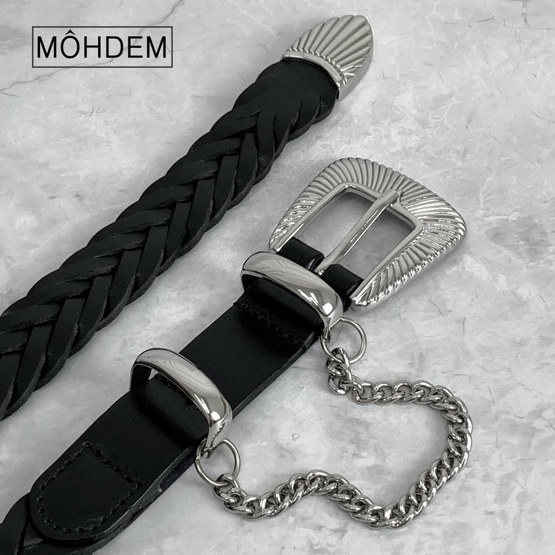 [Unisex] 웨스턴 체인 위빙 가죽벨트 상품이미지5