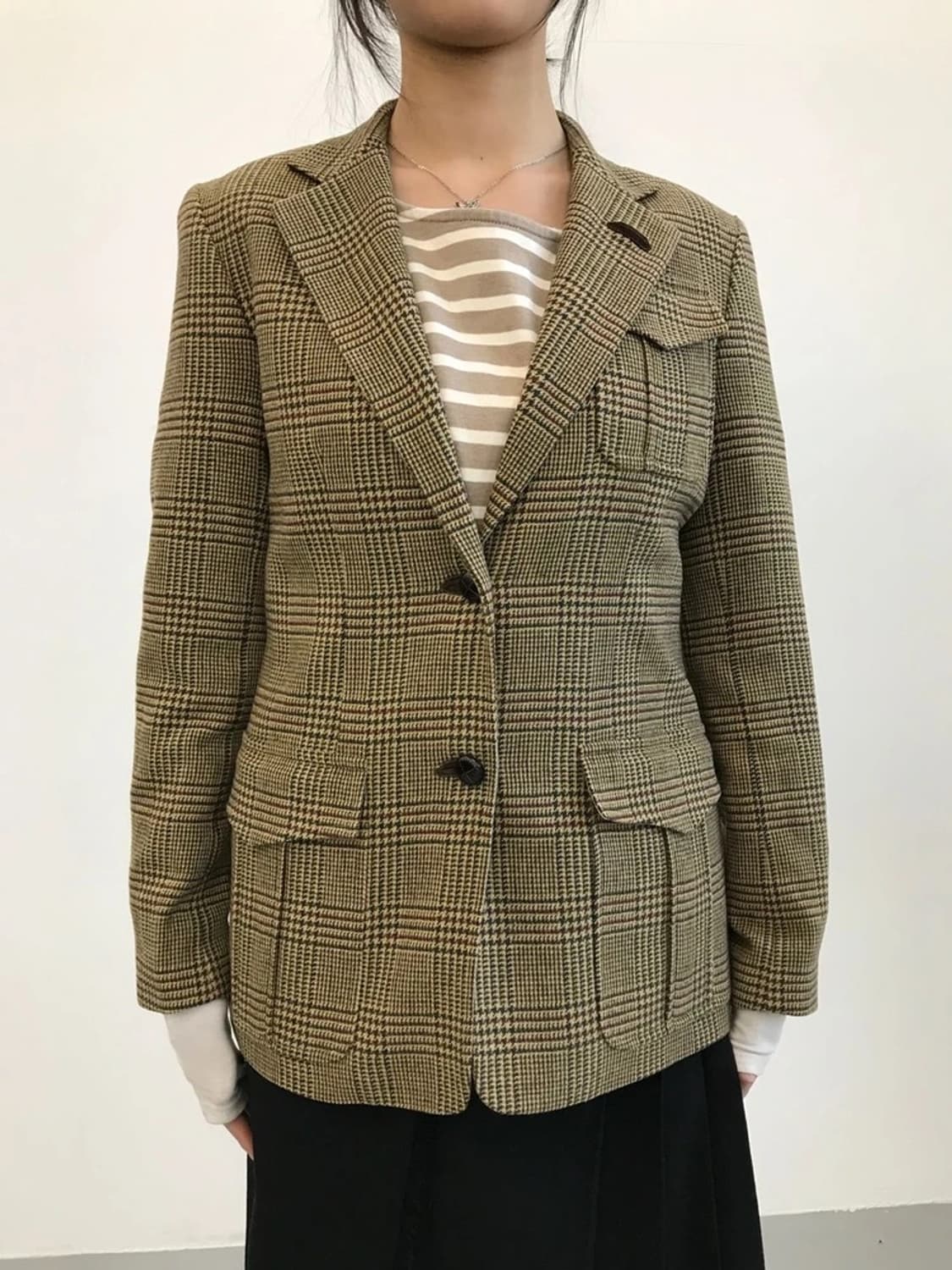 DKNY Classic Houndstooth Wool Blazer 상품이미지2