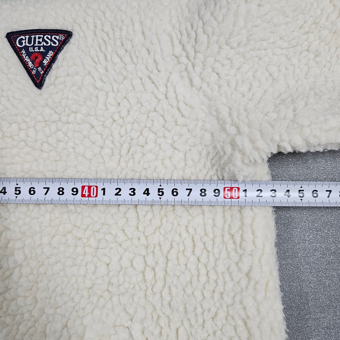 S 게스 아이보리 뽀글이 후드 후리스 상품이미지5