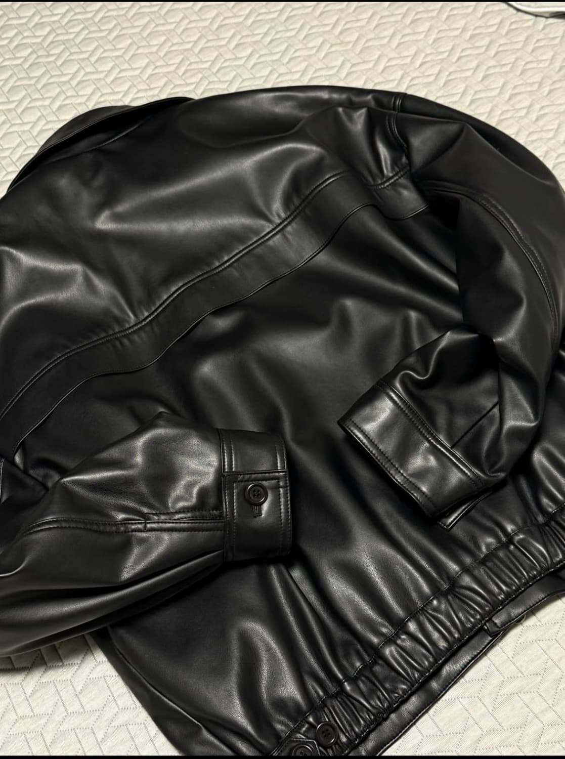 아모멘토 22fw 레더 블루종 블랙 상품이미지8