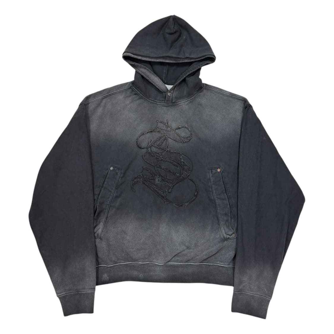 세터 캐주얼 헤리티지 아플리케 다잉 후드티 워시드 차콜 M 상품이미지1