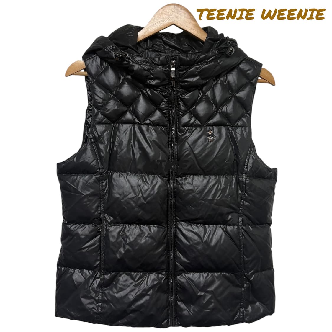 3699 티니위니 블랙 퀄팅 후드 패딩조끼 상품이미지1