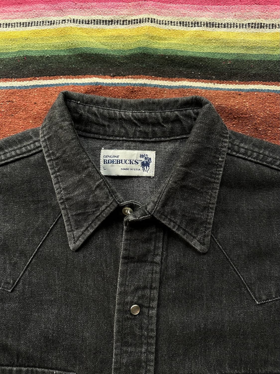 70s Sears Roebucks 빈티지 블랙 데님 웨스턴 셔츠 상품이미지4