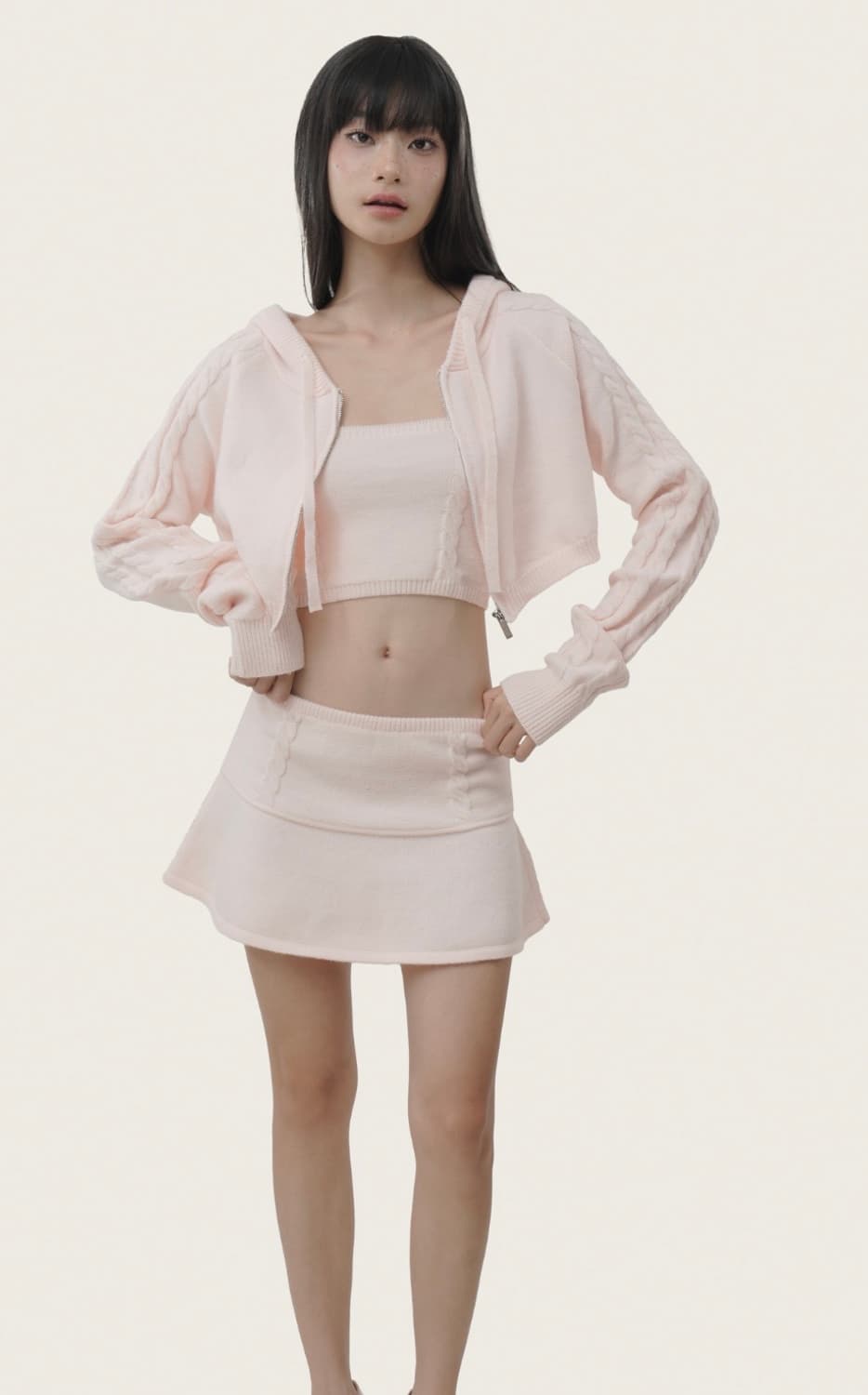클리시어 츄츄 후드집업 베이비핑크 상품이미지1