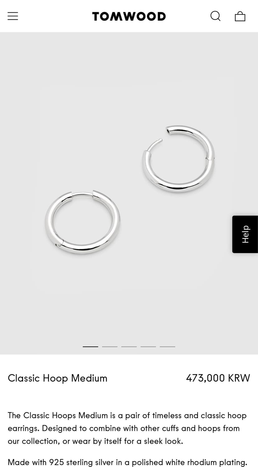 톰우드 클래릭 후프 이어링 미디엄 상품이미지1