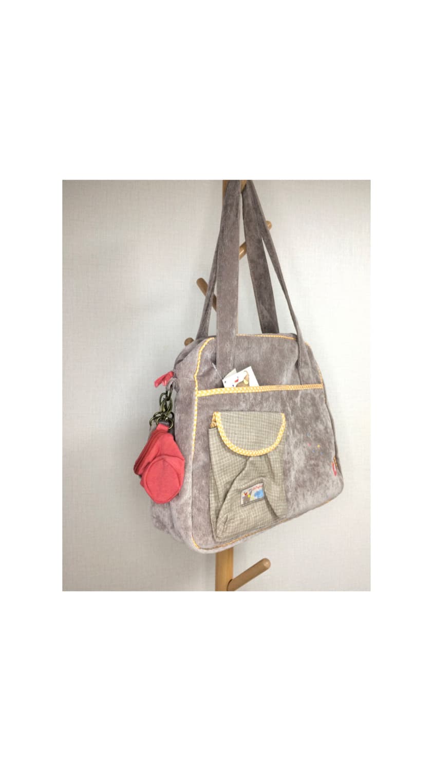 빈티지 브라운 코듀로이 자수 숄더백 상품이미지3