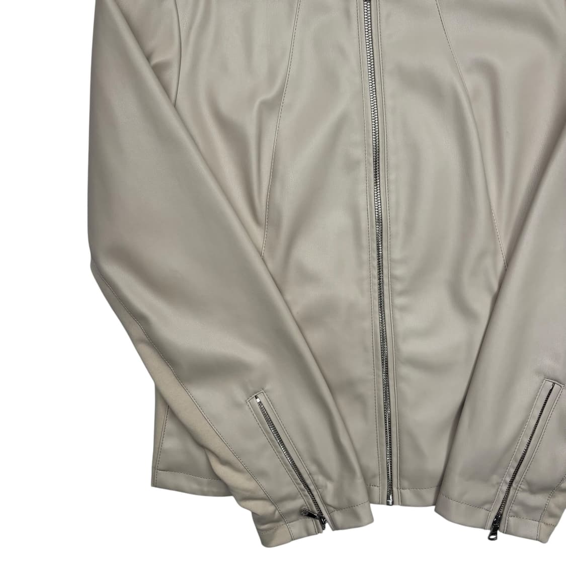캘빈 클라인 아이보리 레더 바이커 자켓 L 상품이미지3