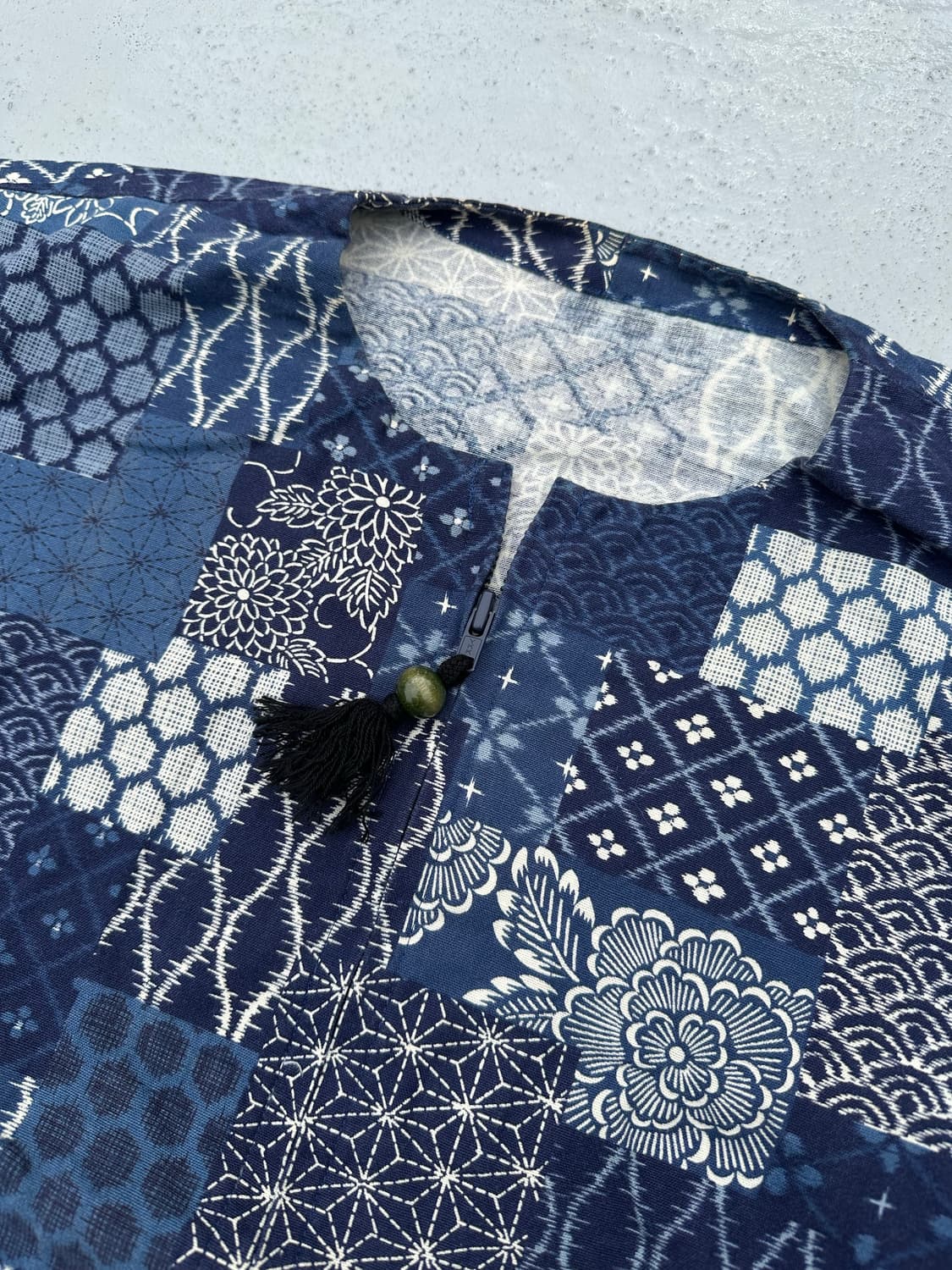 JP 보로 사시코 반팔 집업 셔츠 (m) 상품이미지2