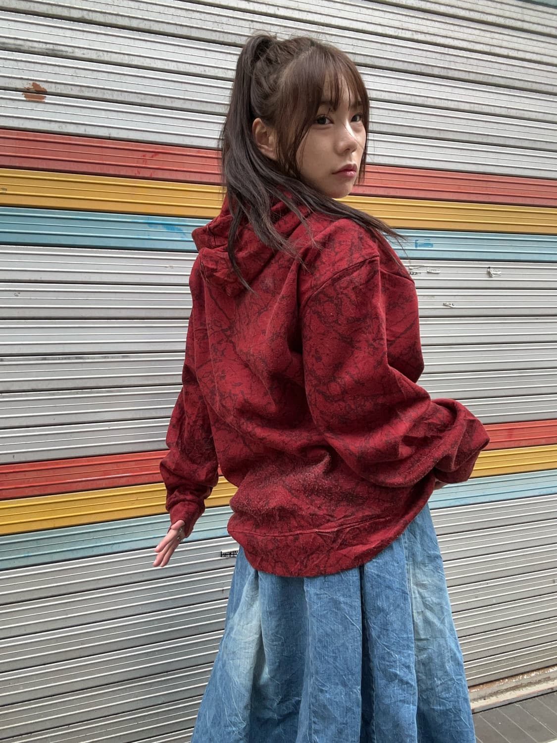 90s RUSSELL 올드스쿨 타이다이 버건디 후디 상품이미지2