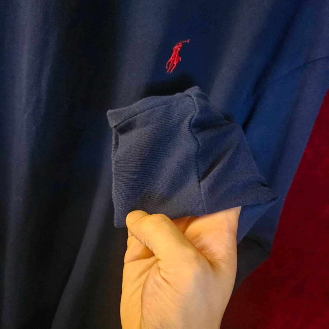 폴로랄프로렌 레드 포니 네이비 긴팔 시보리 티셔츠 M size 상품이미지4