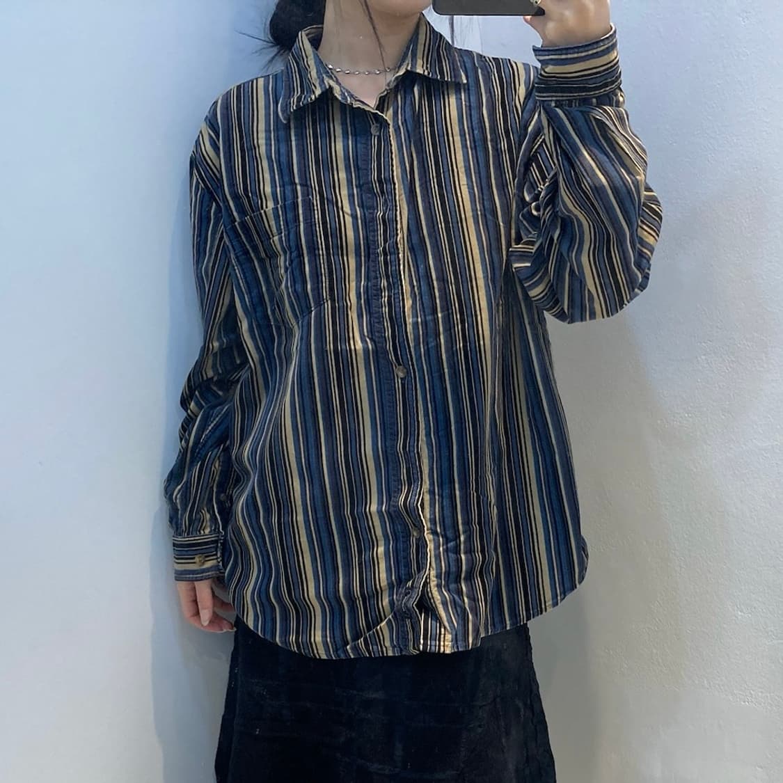 옴파로스 코듀로이 스트라이프 셔츠 상품이미지2