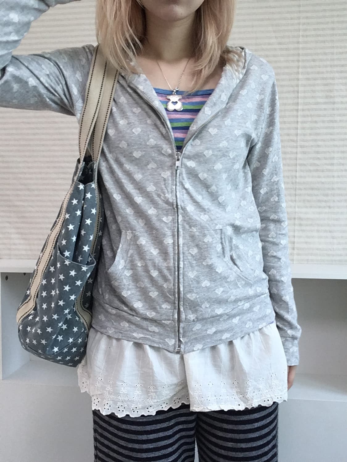 jpn vintage heart melange grey hood zipu 상품이미지5