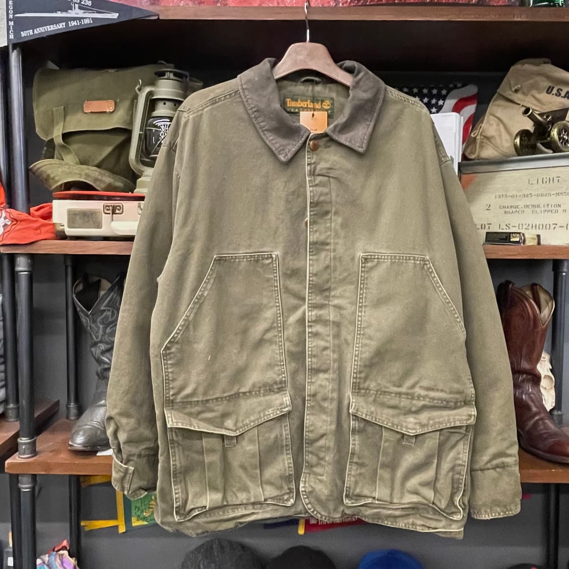 90s 팀버랜드 웨더기어 레더 카라 초어 워크 자켓 / 워크 웨어 상품이미지1