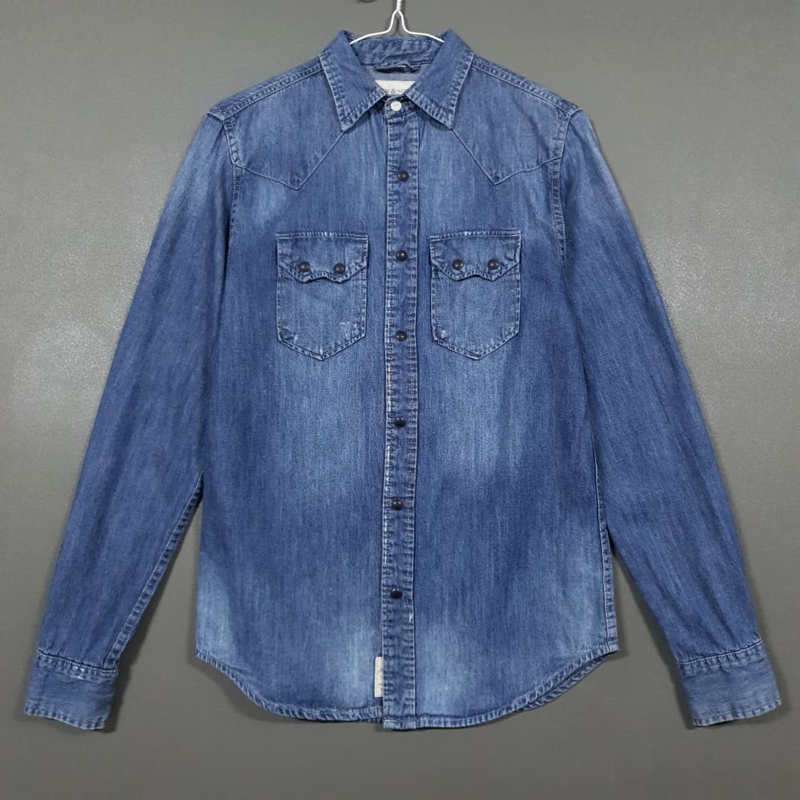 실측 S) 폴로 데님앤서플라이 랄프로렌 웨스턴 투포켓 패치 데님 셔츠 상품이미지1
