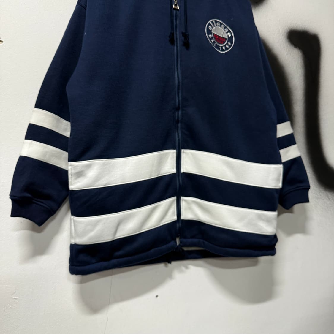 Ellesse 엘레쎄 안감 보아털 플리스 올드스쿨 배색 집업후디 상품이미지4