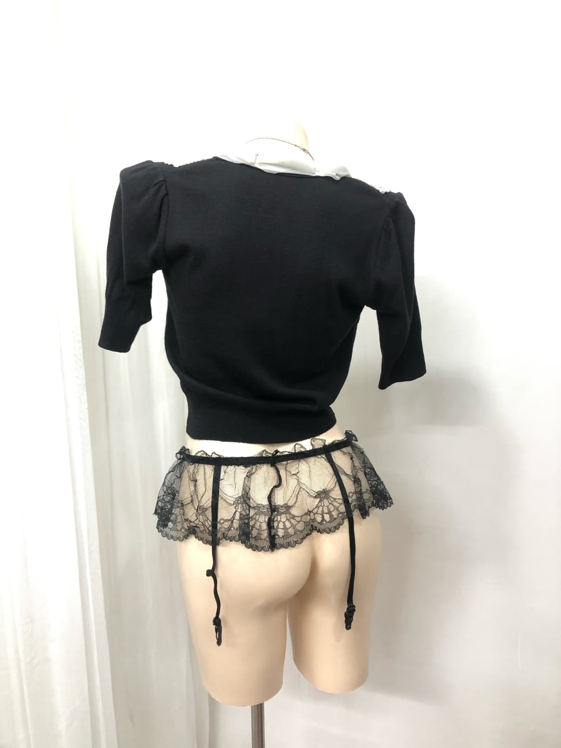 black crop ribbon lace cardigan 상품이미지4