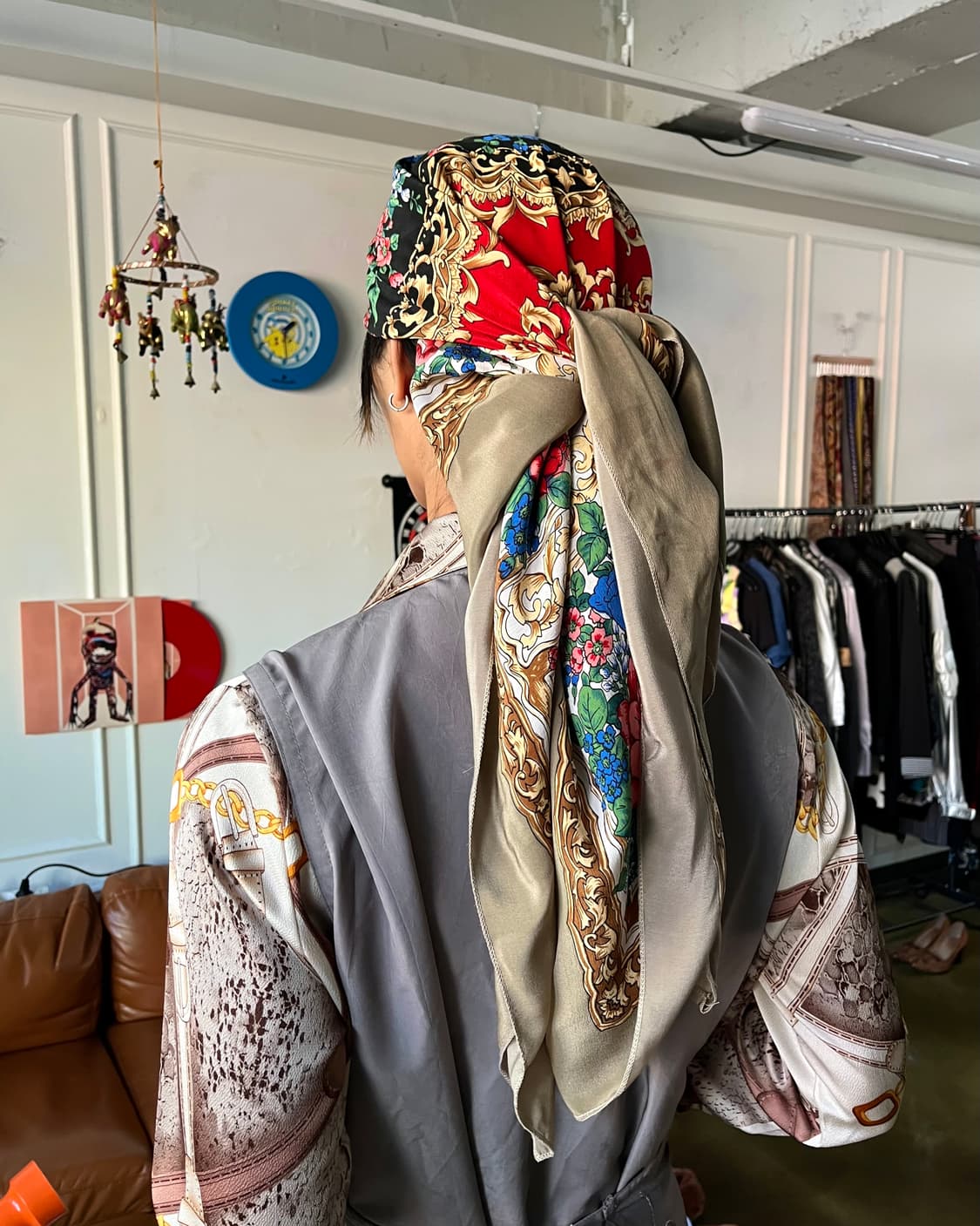 JPN Vintage Antique Floral Graphic Scarf 상품이미지2