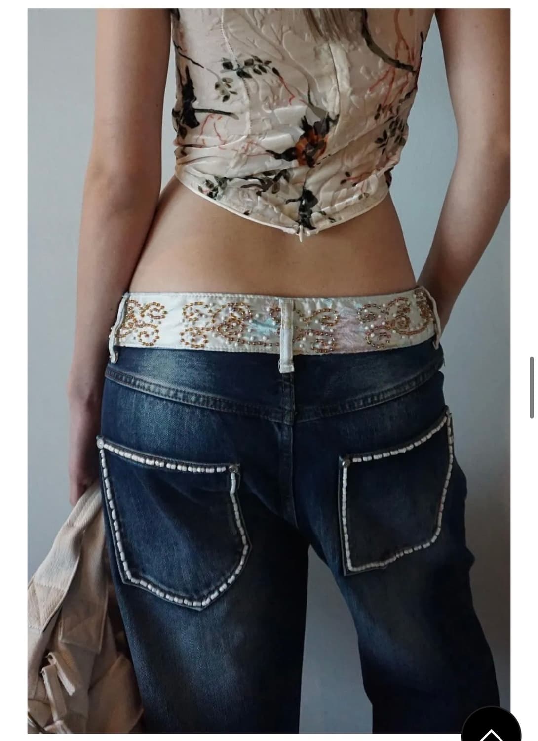 스컬프터Beaded Waist Denim Pants Indigo Blue 상품이미지3