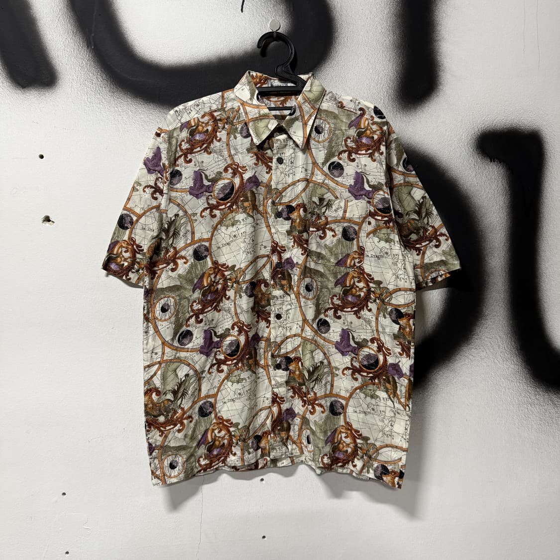 VTG 빈티지 플라워 맵 패턴 코튼 반팔 셔츠 상품이미지1