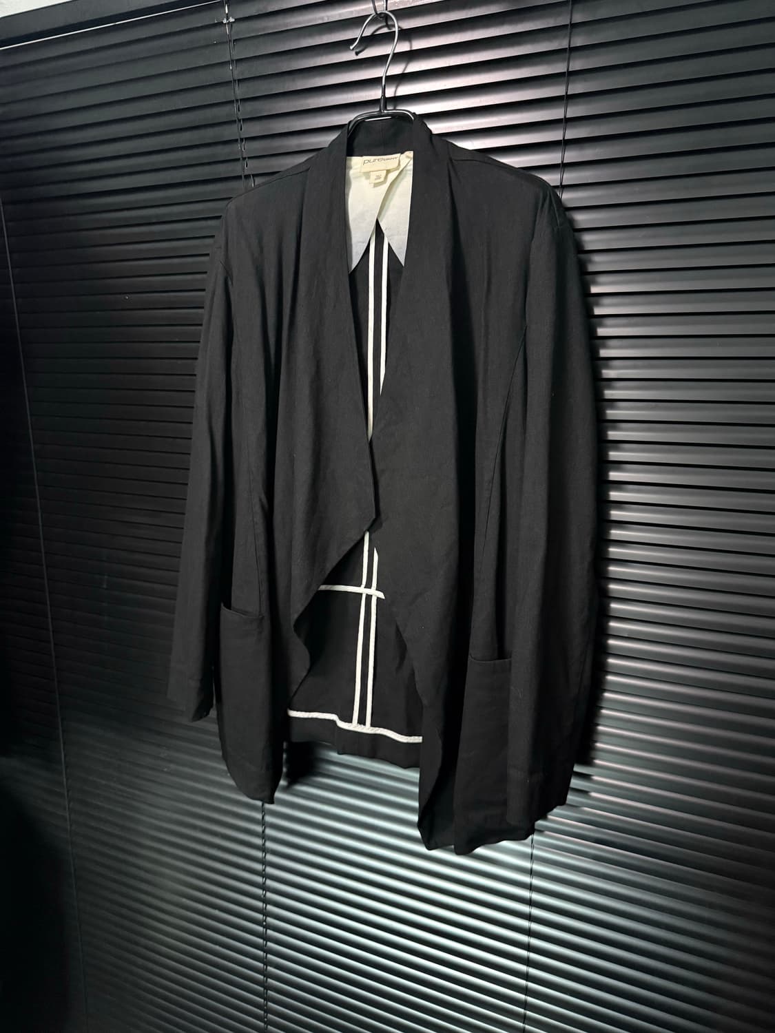 DKNY 도나카란 린넨 마 오픈 노카라 가디건 다크웨어 고스 락 펑크  상품이미지2