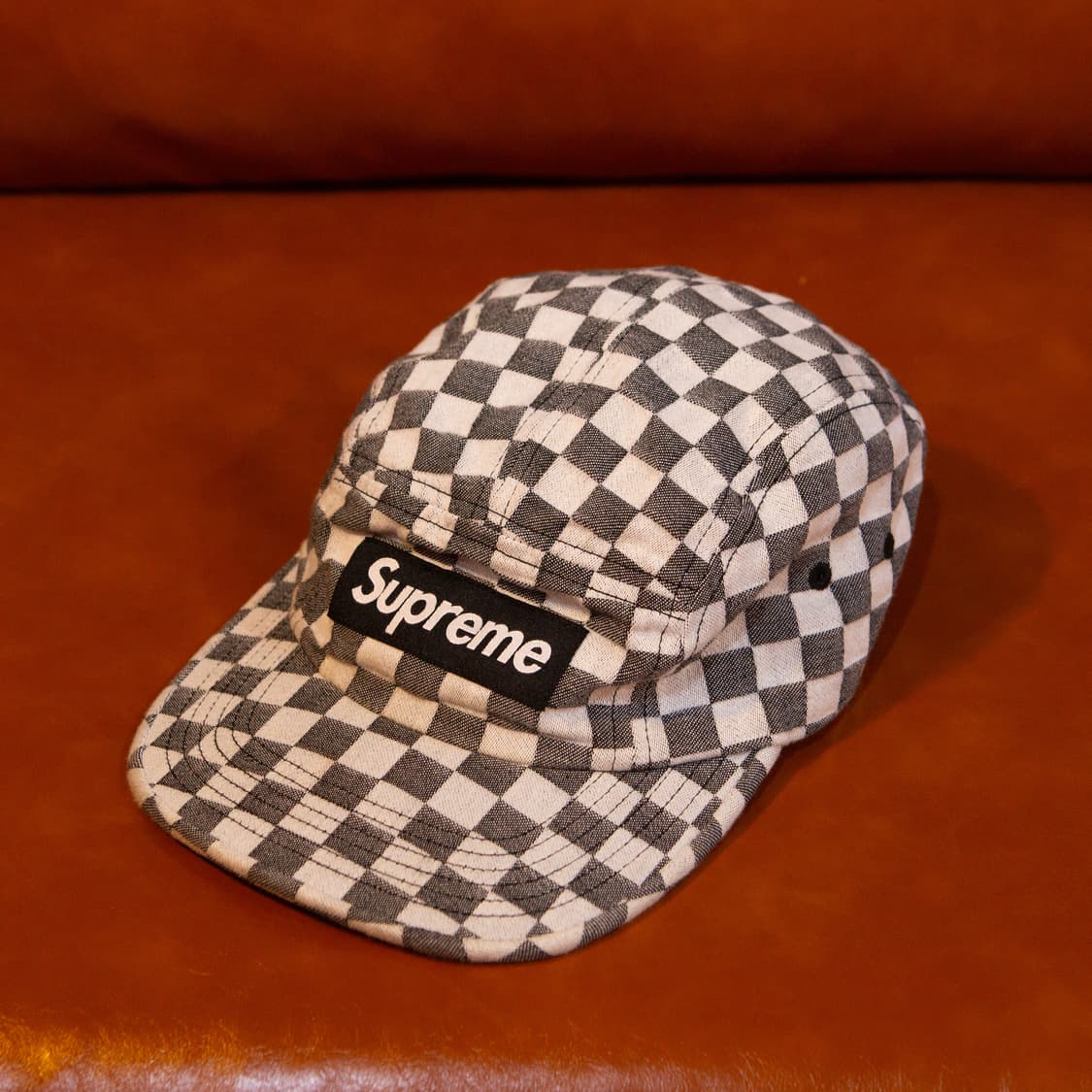 18ss 슈프림 워시드 체크보드 캠프캡 상품이미지2