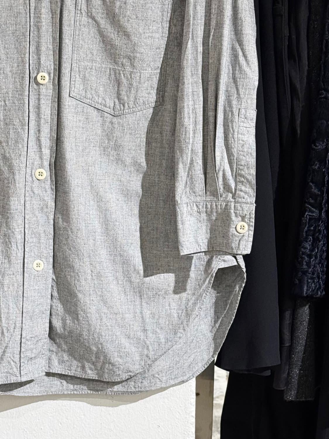 mhl 마가렛 호웰 그레이 코튼 리넨 포켓 롱 셔츠 상품이미지5