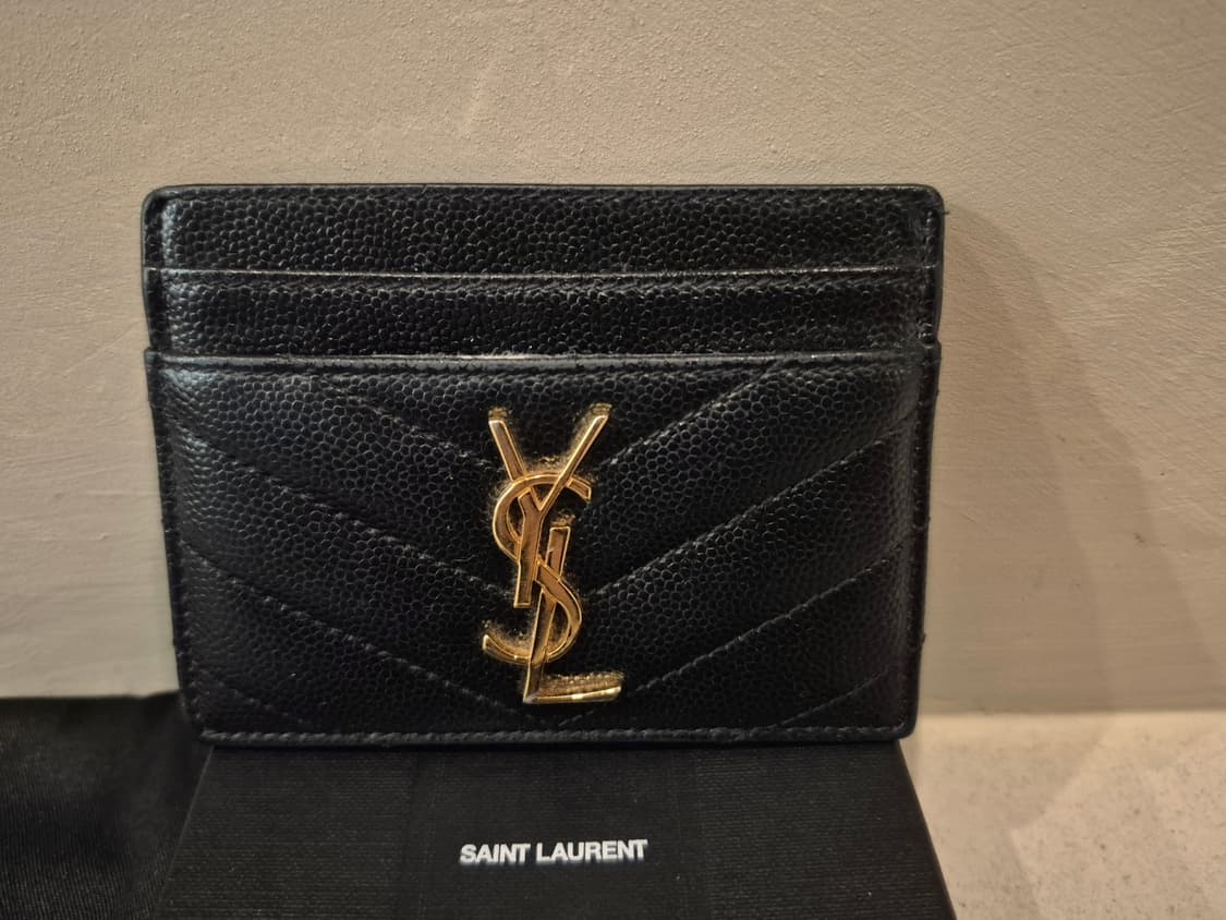 생로랑 정품 블랙 캐비어 스킨 마틀라세 금장 카드지갑 팝니다 풀박스 상품이미지2