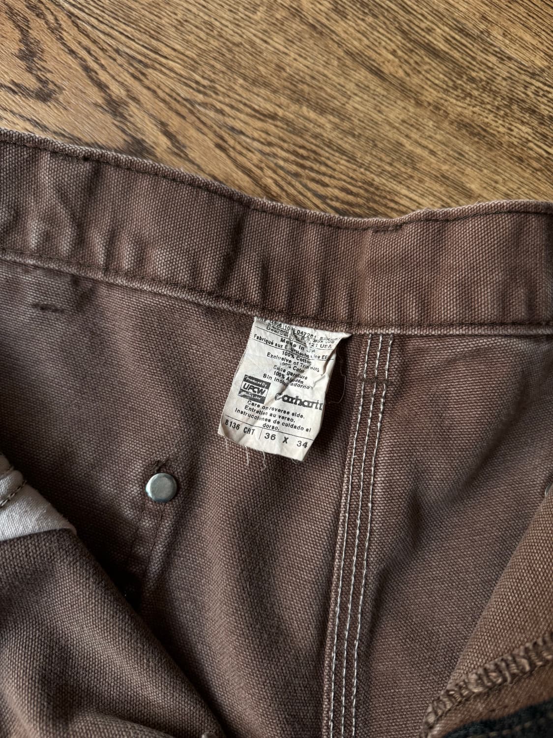 [36]칼하트 USA Made 빈티지 페인팅 체스트넛 더블니 워크 팬츠 상품이미지7