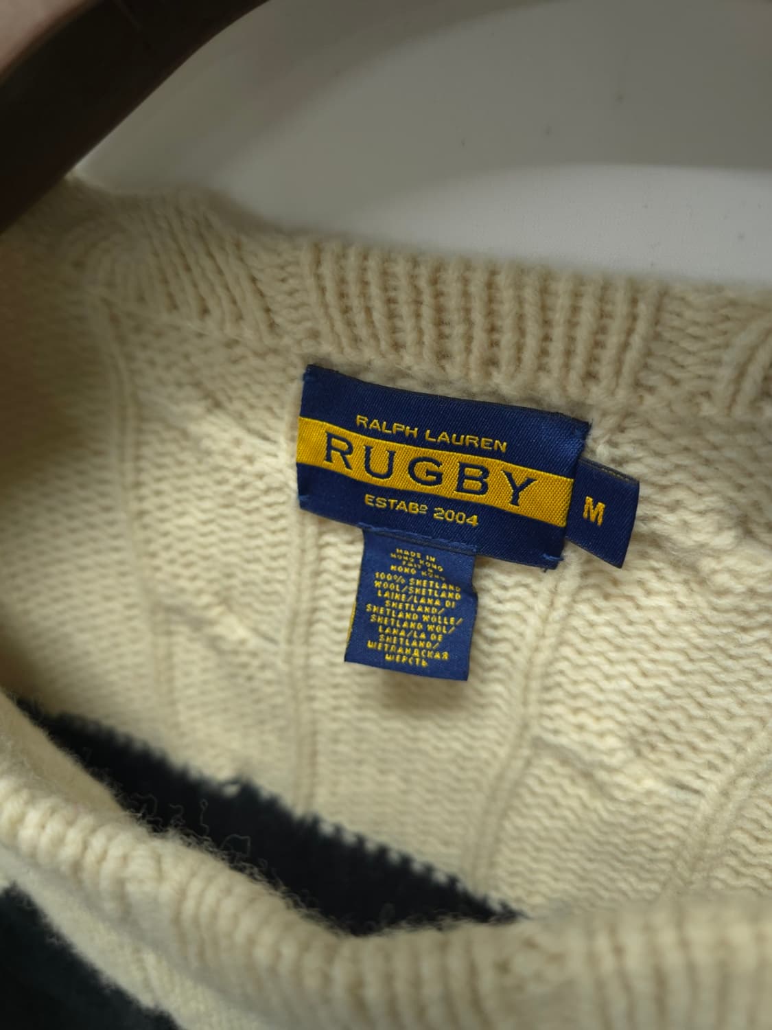 ​[희귀] 폴로 럭비라인 한정판 셰틀랜드 울 100% 꽈배기 단가라 니트 상품이미지6