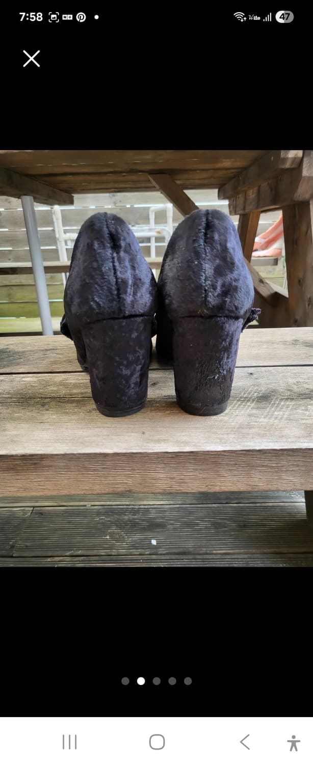 수콤마보니 벨벳 큐빅 장식 힐230 새제품 상품이미지2