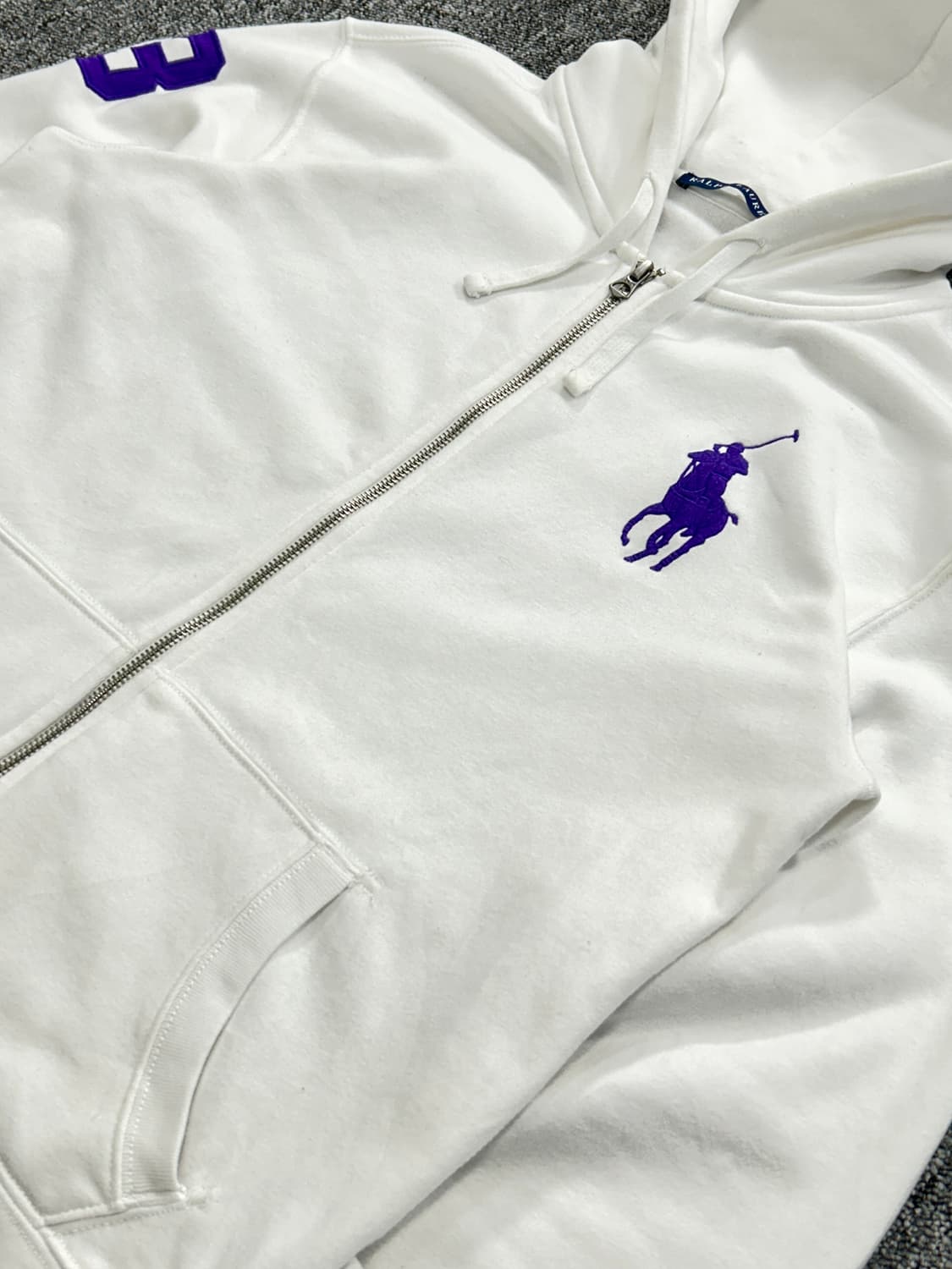 폴로 랄프로렌 빅포니 화이트 후드집업 L   상품이미지3