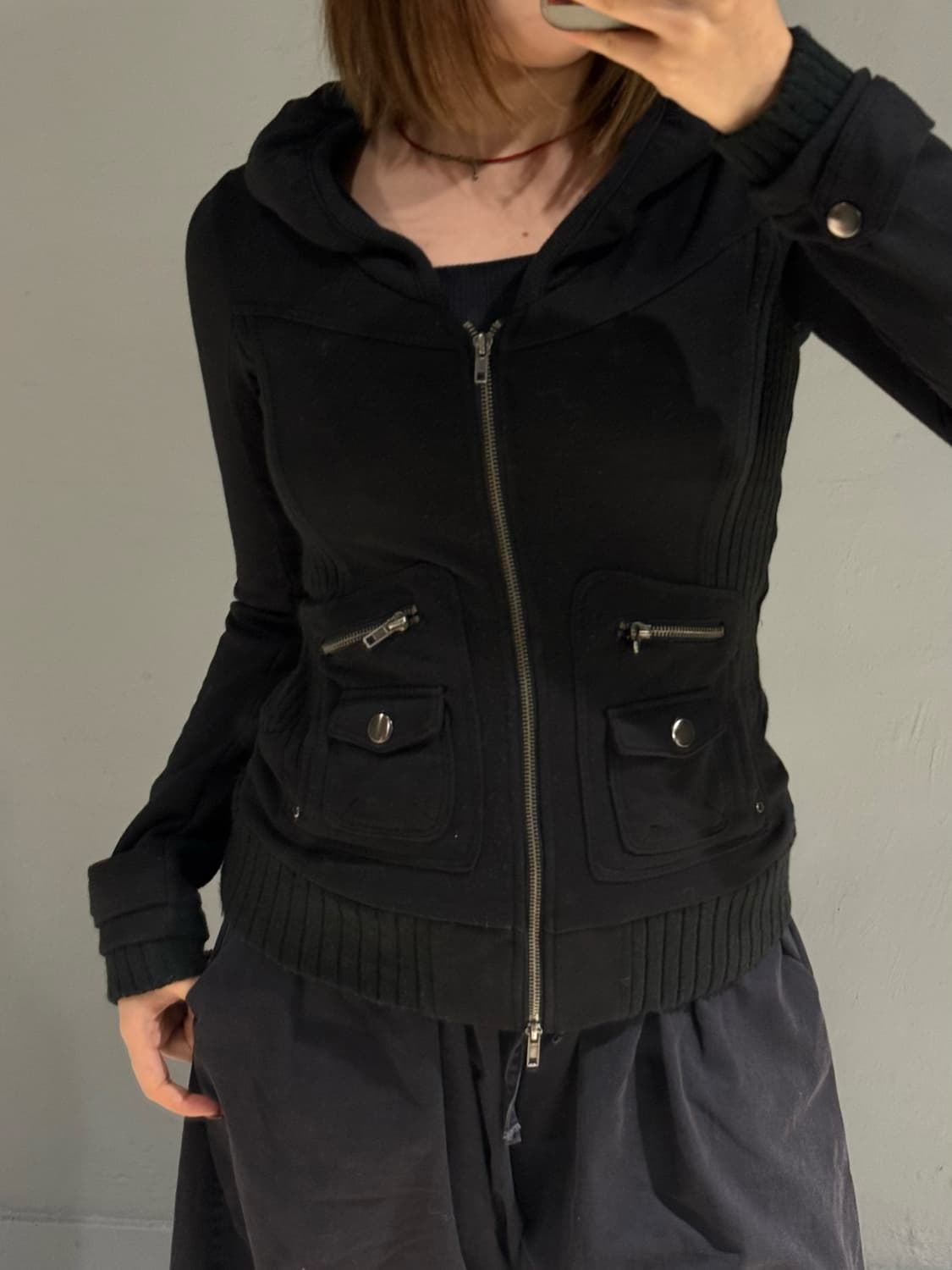 ribbed detail pocket 2-way zip-up 상품이미지3