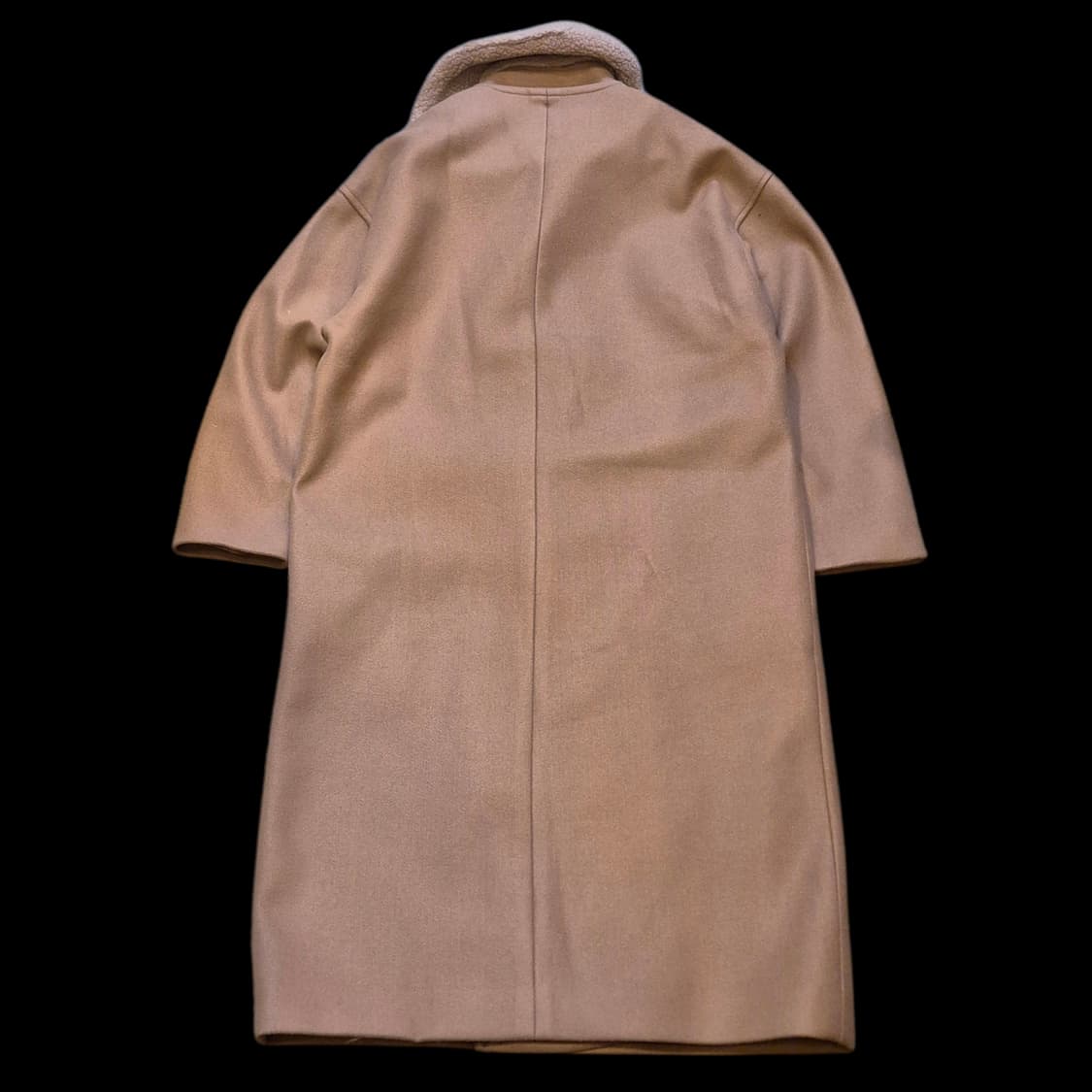 M(착샷잇음) 인디브라운 털배색 더블롱코트  상품이미지2