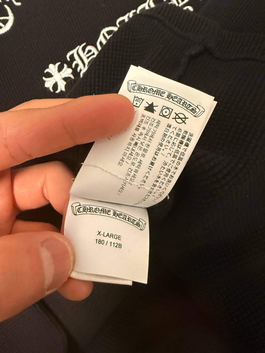 [XL] 크롬하츠 세메터리 크로스 헨리넥 와플 니트 블랙 상품이미지8