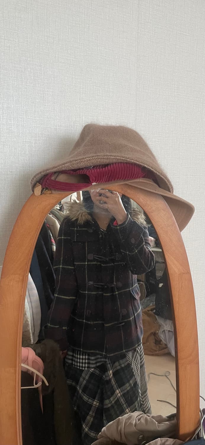 모리걸 빈티지 체크 후드 퍼 떡볶이 코트 🤎♥️ 상품이미지4