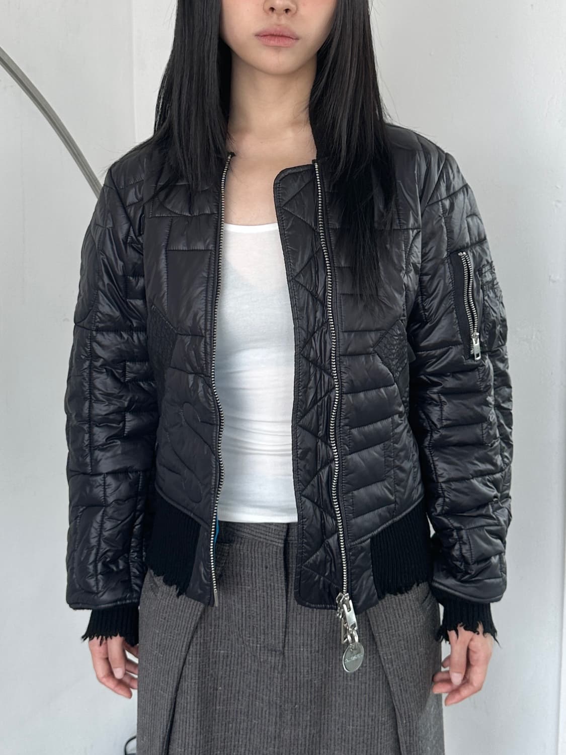 디젤 디스트레스 로고 퀄팅 봄버 상품이미지3