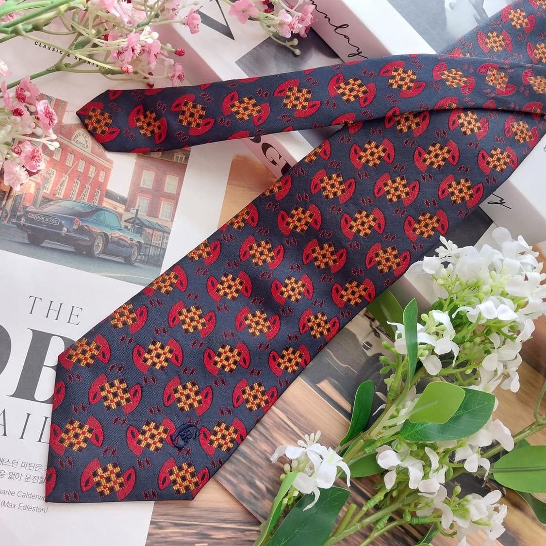 NINO CERRUTI 세루티 넥타이 다크네이비 패턴 A+등급 K2418 상품이미지3