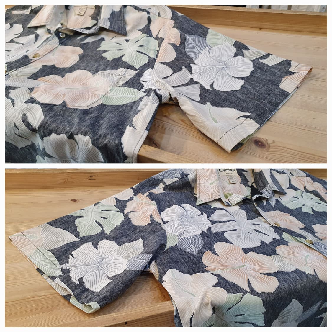3XL(120).하와이안 셔츠(라이트블랙) 상품이미지4