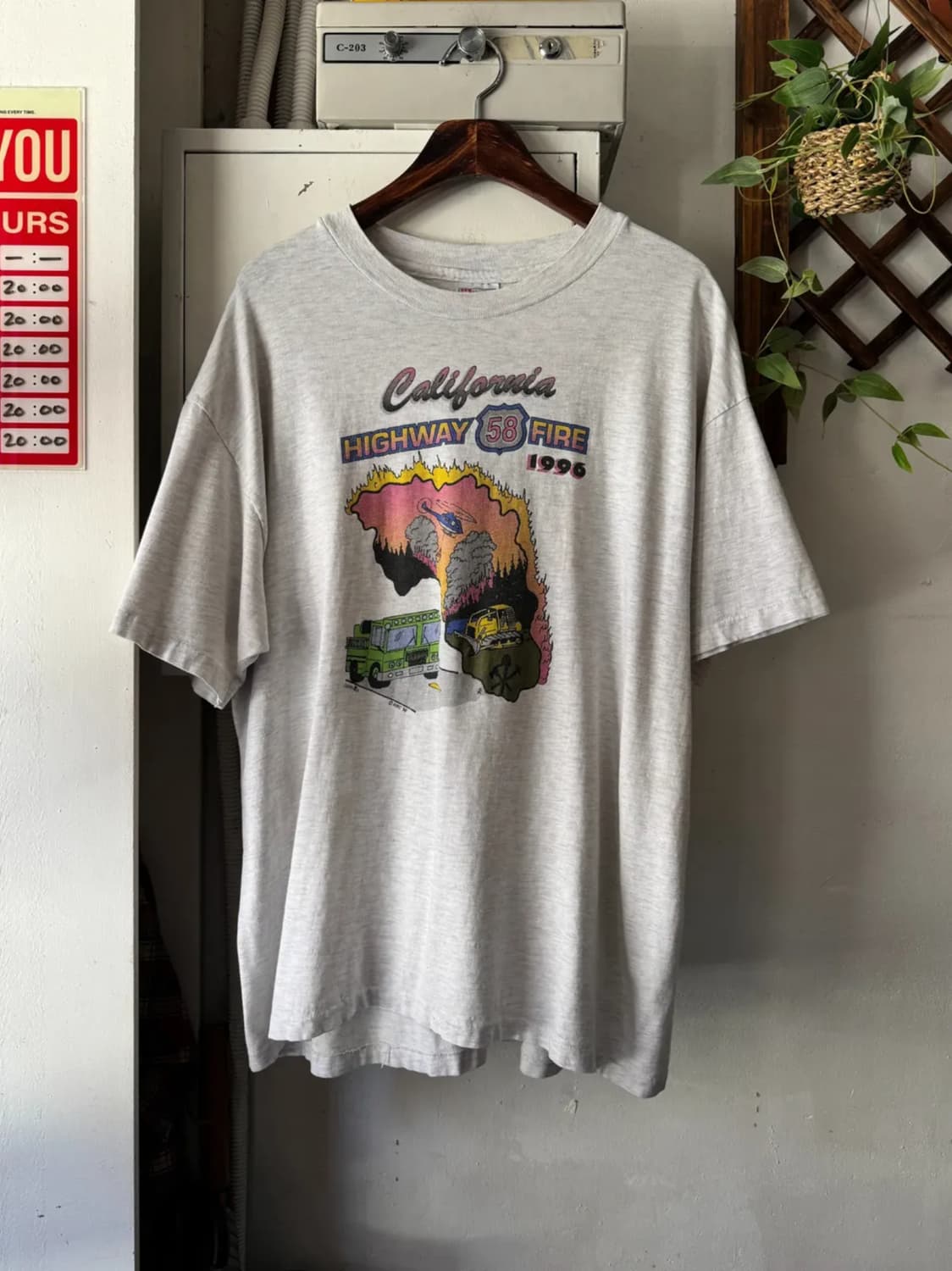 [XL]90's Hanes USA Highway Fire 프린팅 티셔츠 상품이미지1