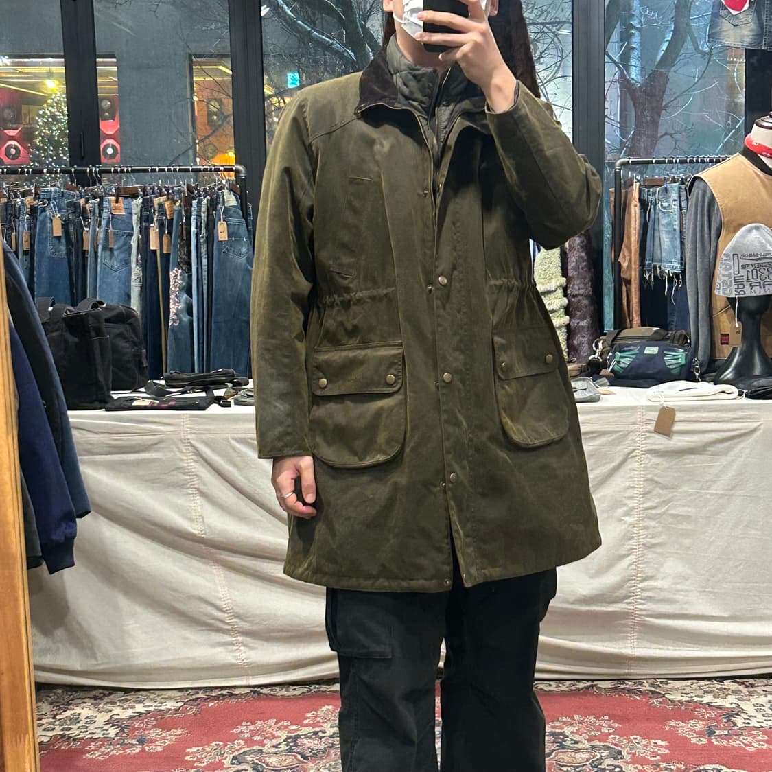 XL) 바버 스런턴 왁스 자켓 올리브 그린 상품이미지9