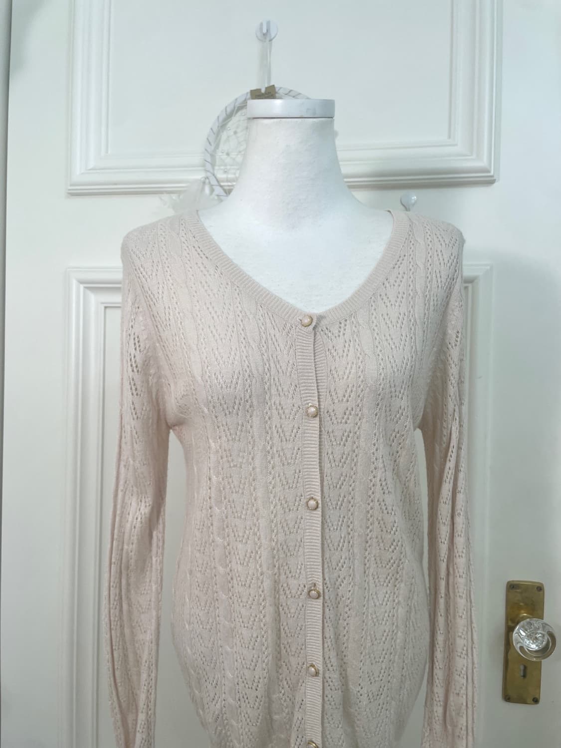 sheer pink crochet loose cardigan 상품이미지5