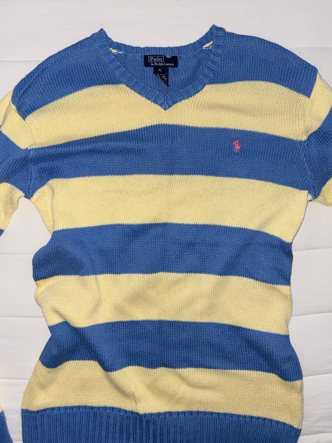 폴로랄프로렌 옐로우 블루 배색 니트 상품이미지1
