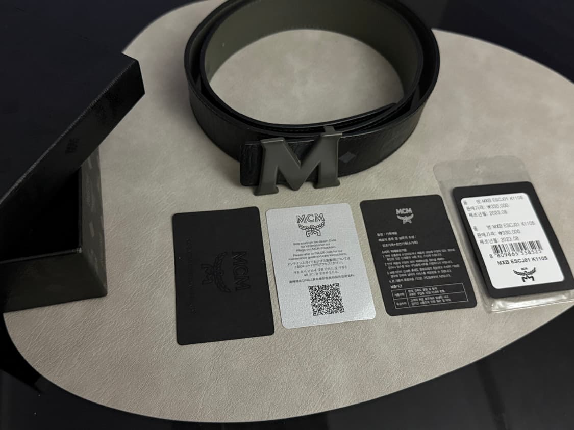 (영수증) MCM 남성 벨트 블랙 무광 M버클 상품이미지2