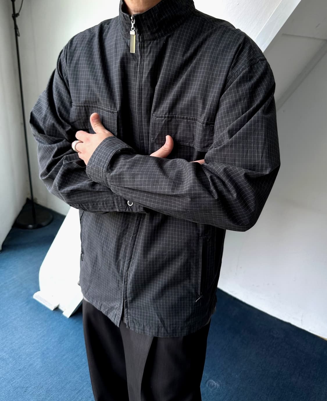 Washed cotton graph design zip jacket 상품이미지9