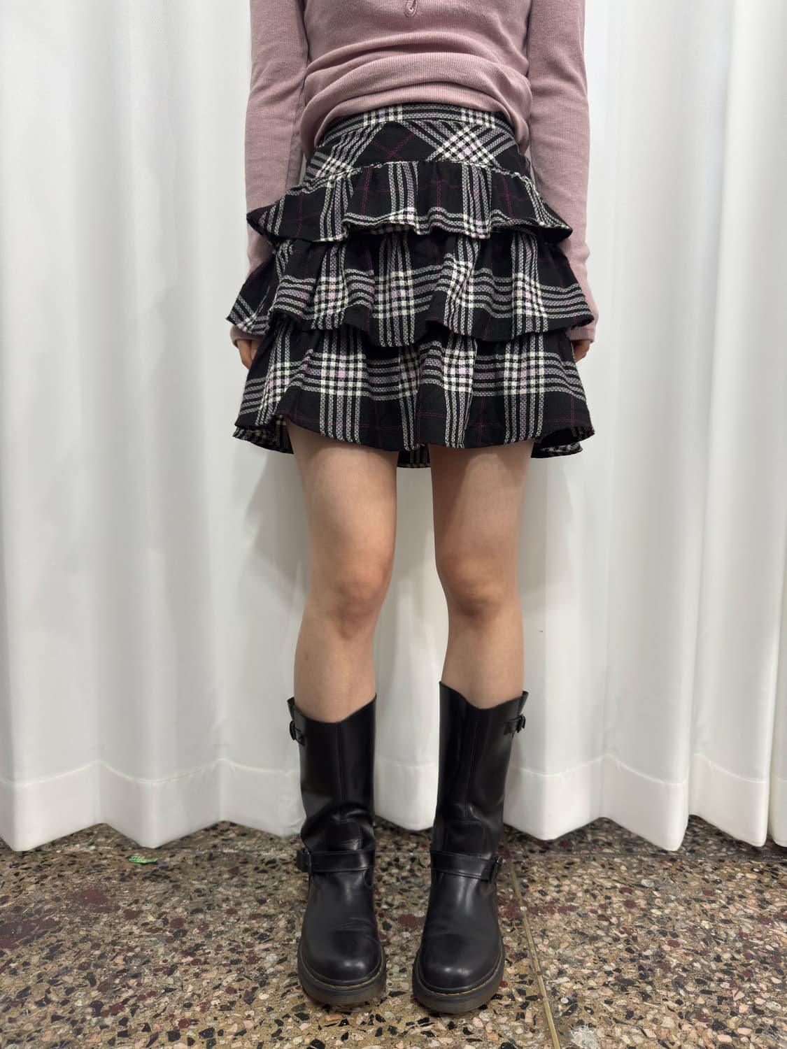 kumikyoku check frill layered skirt 상품이미지3