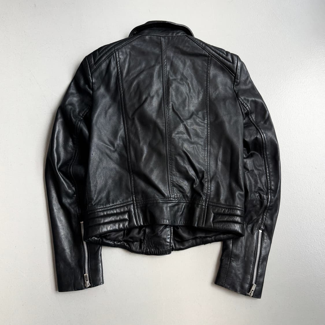 바이커 리얼레더 사선 라이더 양가죽 자켓 상품이미지3