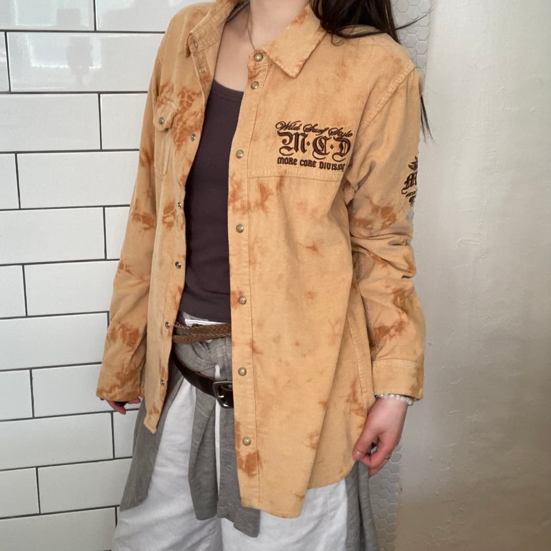 빈티지 레터링 브라운 셔츠 상품이미지3